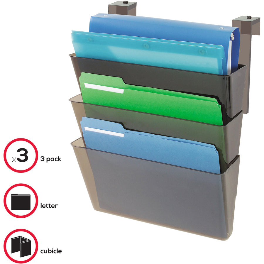 Deflecto Stackable DocuPocket for Partition Walls - 3 Pocket(s) - 3 Compartment(s) - 7" Height x 13" Width x 4" Depth - 