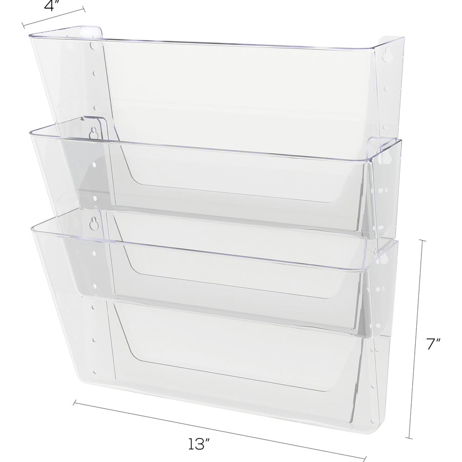 Deflecto Stackable DocuPocket for Partition Walls - 3 Pocket(s) - 3 Compartment(s) - 7" Height x 13" Width x 4" Depth - 