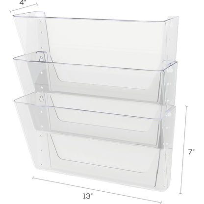 Deflecto Stackable DocuPocket for Partition Walls - 3 Pocket(s) - 3 Compartment(s) - 7" Height x 13" Width x 4" Depth - 