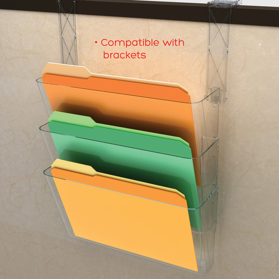 Deflecto Stackable DocuPocket for Partition Walls - 3 Pocket(s) - 3 Compartment(s) - 7" Height x 13" Width x 4" Depth - 