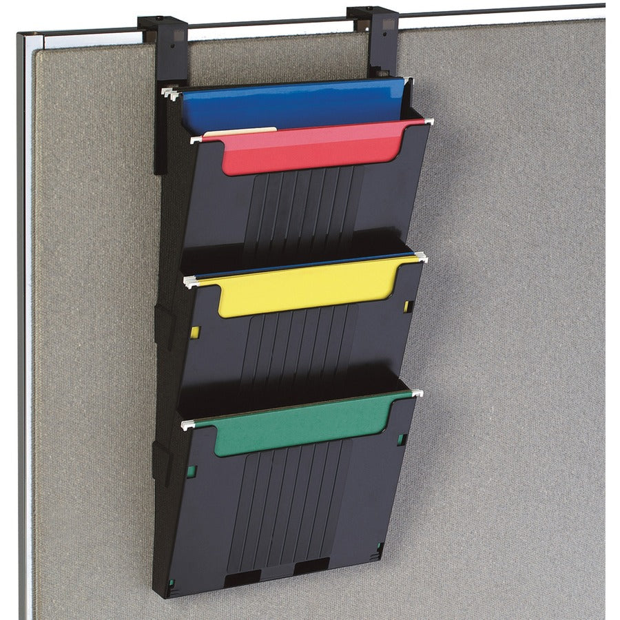 Deflecto Partition Pocket System - 3 Pocket(s) - 25" Height x 12.62" Width x 3.87" Depth - Black - 3 / Set