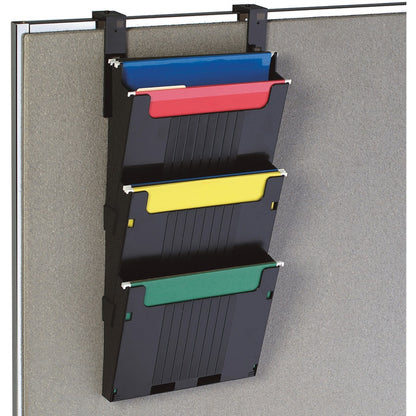 Deflecto Partition Pocket System - 3 Pocket(s) - 25" Height x 12.62" Width x 3.87" Depth - Black - 3 / Set