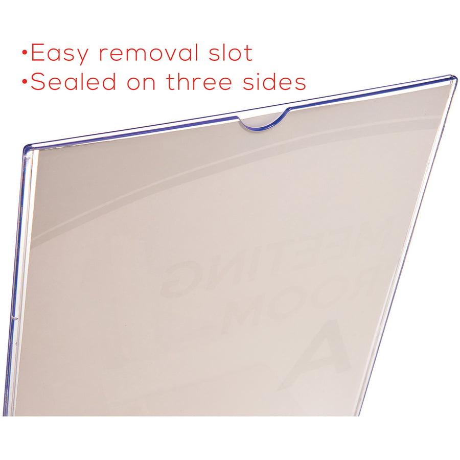 Deflecto Superior Image Slanted Sign Holders - 11" Width x 8.5" Height - Rectangular Shape - Plastic - Clear, Clear - 1 