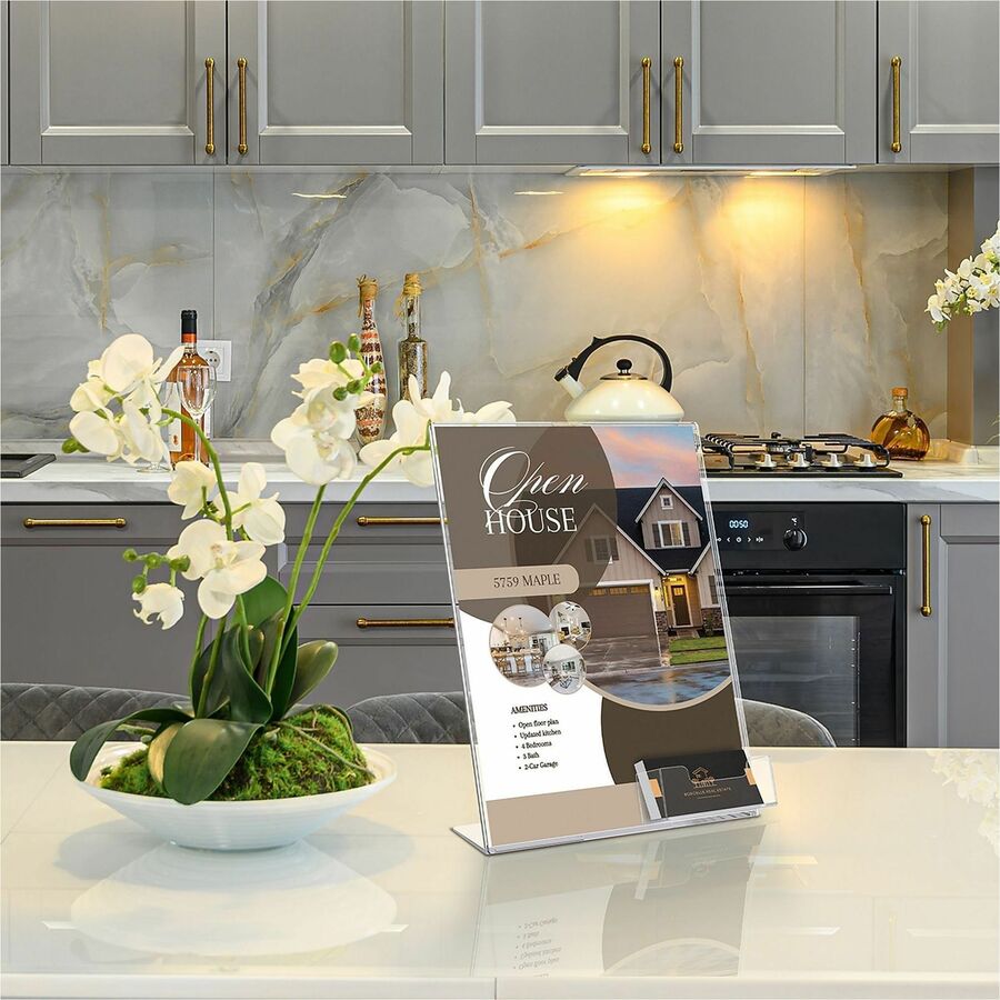 Deflecto Superior Image Slanted Sign Holders - 11" Width x 8.5" Height - Rectangular Shape - Plastic - Clear, Clear - 1 