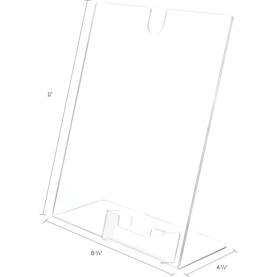 Deflecto Superior Image Slanted Sign Holders - 11" Width x 8.5" Height - Rectangular Shape - Plastic - Clear, Clear - 1 