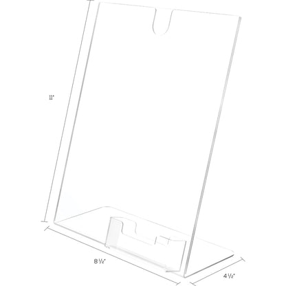 Deflecto Superior Image Slanted Sign Holders - 11" Width x 8.5" Height - Rectangular Shape - Plastic - Clear, Clear - 1 