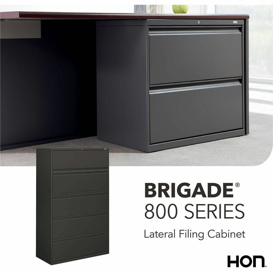 HON Brigade 800 Series 5-Drawer Lateral - 42" Width x 18" Depth x 64.2" Height - 2 x Shelf(ves) - 5 x Drawer(s) for File