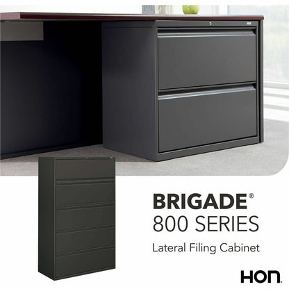 HON Brigade 800 Series 5-Drawer Lateral - 42" Width x 18" Depth x 64.2" Height - 2 x Shelf(ves) - 5 x Drawer(s) for File