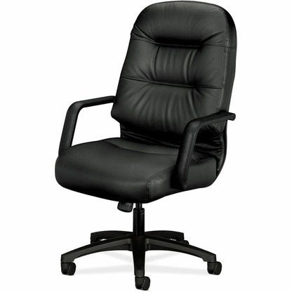 HON Pillow-Soft Executive Chair - Black Seat Color - Leather Seat Material - Fiber Back Material - Black Frame Color - S