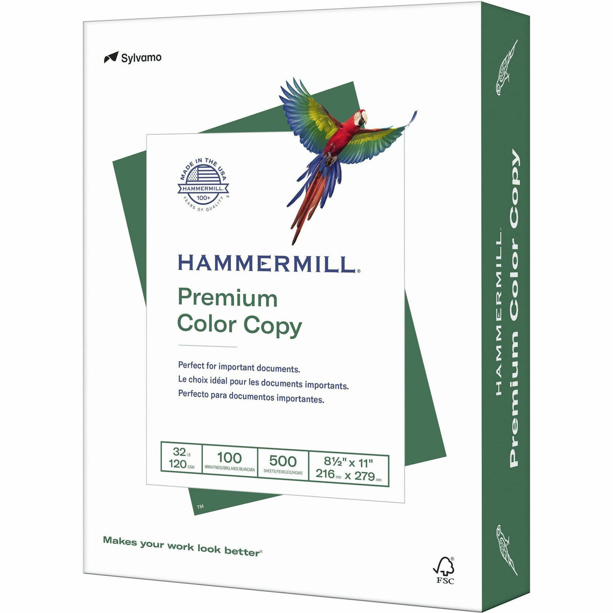 Hammermill Premium Color Copy Paper - White - 100 Brightness - Letter - 8 1/2" x 11" - 32 lb Basis Weight - FSC - White 
