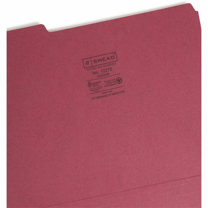 Smead 1/3 Tab Cut Letter Recycled Interior File Folder - 8 1/2" x 11" - 3/4" Expansion - Top Tab Location - Assorted Tab