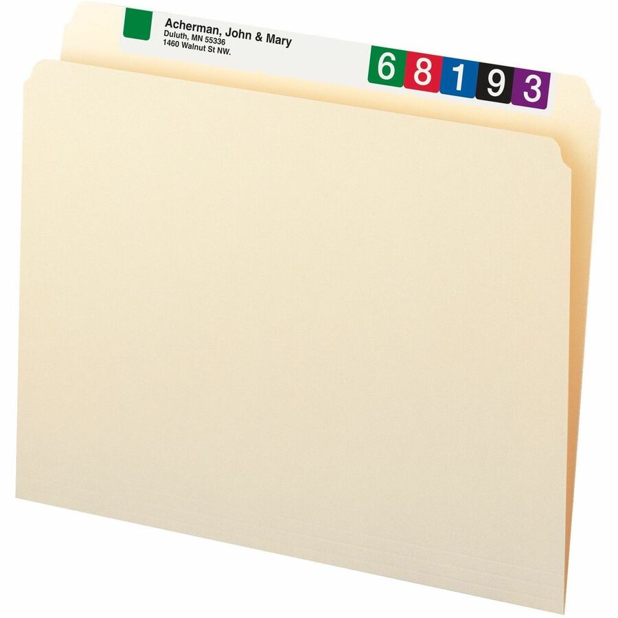 Smead Straight Tab Cut Letter Recycled Top Tab File Folder - 8 1/2" x 11" - 3/4" Expansion - 11 pt. - 1 Plys - Manila - 
