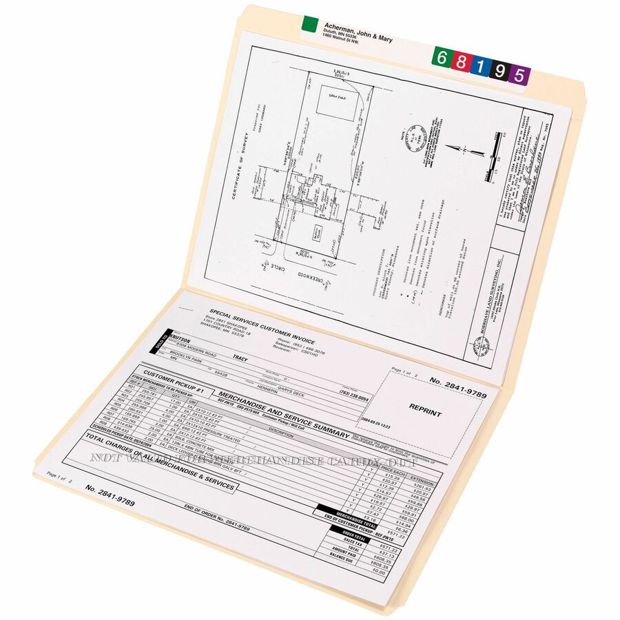 Smead Straight Tab Cut Letter Recycled Top Tab File Folder - 8 1/2" x 11" - 3/4" Expansion - 11 pt. - 2 Plys - Manila - 