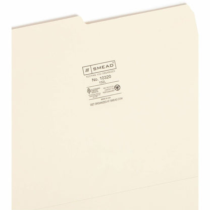 Smead 1/2 Tab Cut Letter Recycled Top Tab File Folder - 8 1/2" x 11" - 3/4" Expansion - Top Tab Location - Assorted Tab 