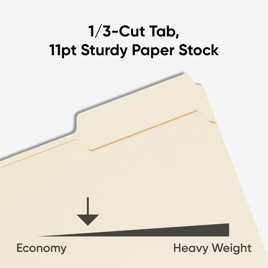 Smead 1/3 Tab Cut Letter Recycled Top Tab File Folder - 8 1/2" x 11" - 3/4" Expansion - Top Tab Location - Assorted Tab 