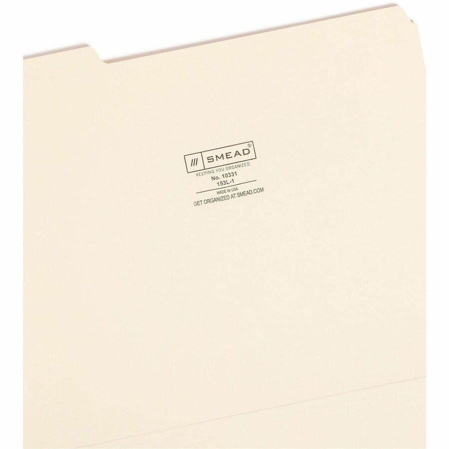 Smead 1/3 Tab Cut Letter Recycled Top Tab File Folder - 8 1/2" x 11" - 3/4" Expansion - Top Tab Location - Left Tab Posi