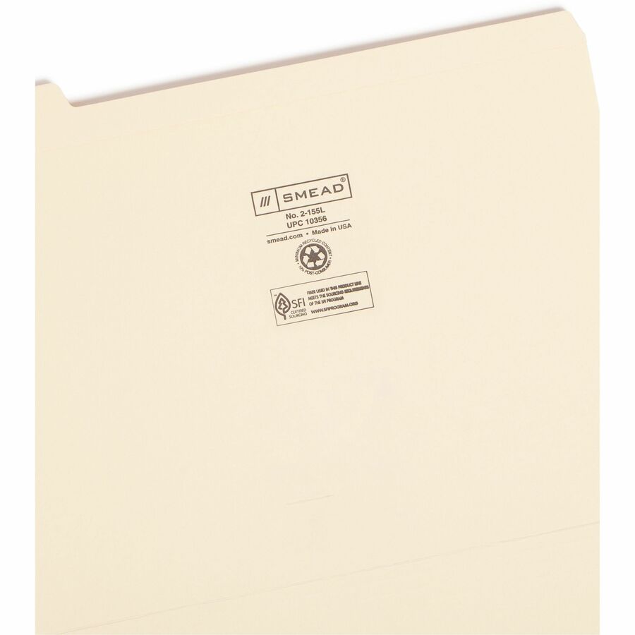 Smead 1/5 Tab Cut Letter Recycled Top Tab File Folder - 8 1/2" x 11" - 3/4" Expansion - Top Tab Location - Assorted Tab 