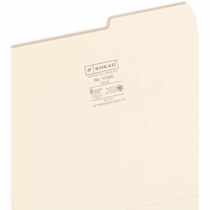 Smead 2/5 Tab Cut Letter Recycled Top Tab File Folder - 8 1/2" x 11" - 3/4" Expansion - Top Tab Location - Right Tab Pos