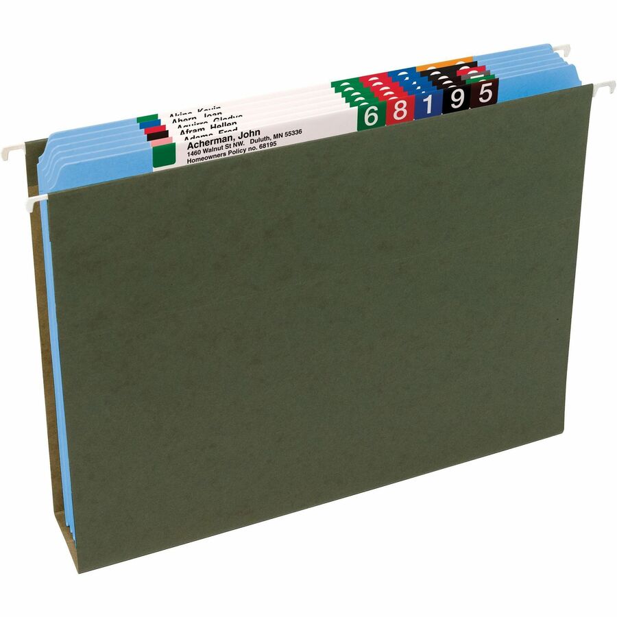 Smead Straight Tab Cut Letter Recycled Top Tab File Folder - 8 1/2" x 11" - 3/4" Expansion - 11 pt. - 2 Plys - Blue - Re