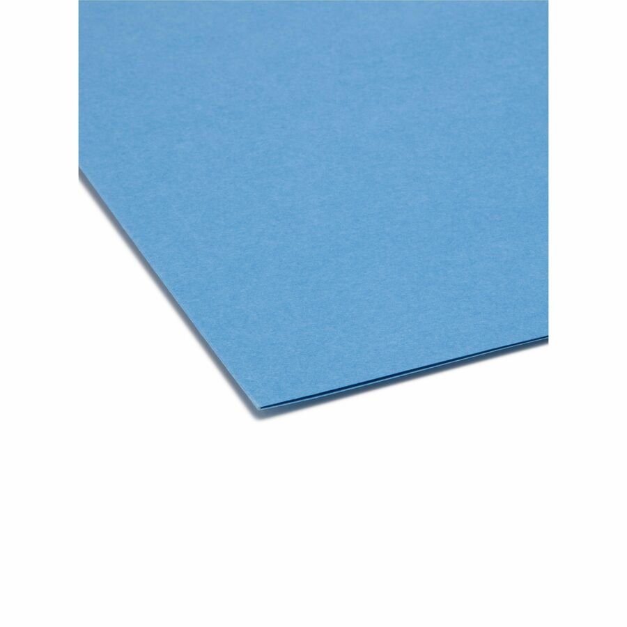 Smead Straight Tab Cut Letter Recycled Top Tab File Folder - 8 1/2" x 11" - 3/4" Expansion - 11 pt. - 2 Plys - Blue - Re