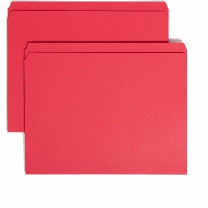 Smead Colored Straight Tab Cut Letter Top Tab File Folder - 8 1/2" x 11" - 3/4" Expansion - 11 pt. - 2 Plys - Red - 10% 