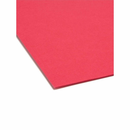 Smead Colored Straight Tab Cut Letter Top Tab File Folder - 8 1/2" x 11" - 3/4" Expansion - 11 pt. - 2 Plys - Red - 10% 