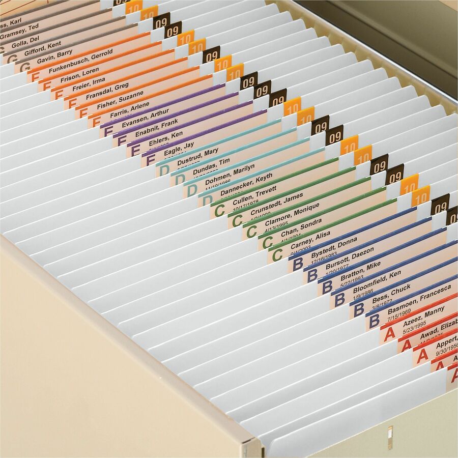 Smead Colored Straight Tab Cut Letter Top Tab File Folder - 8 1/2" x 11" - 3/4" Expansion - 11 pt. - 2 Plys - White - 10
