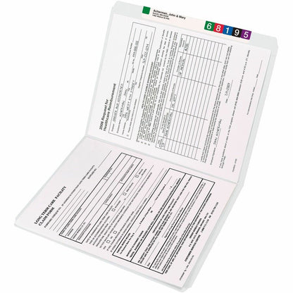 Smead Colored Straight Tab Cut Letter Top Tab File Folder - 8 1/2" x 11" - 3/4" Expansion - 11 pt. - 2 Plys - White - 10