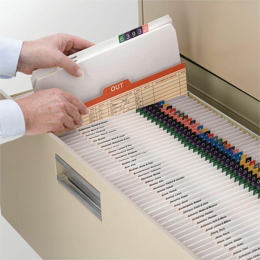 Smead Colored Straight Tab Cut Letter Top Tab File Folder - 8 1/2" x 11" - 3/4" Expansion - 11 pt. - 2 Plys - White - 10