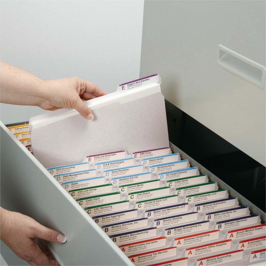Smead Colored 1/3 Tab Cut Letter Recycled Top Tab File Folder - 8 1/2" x 11" - Top Tab Location - Assorted Tab Position 