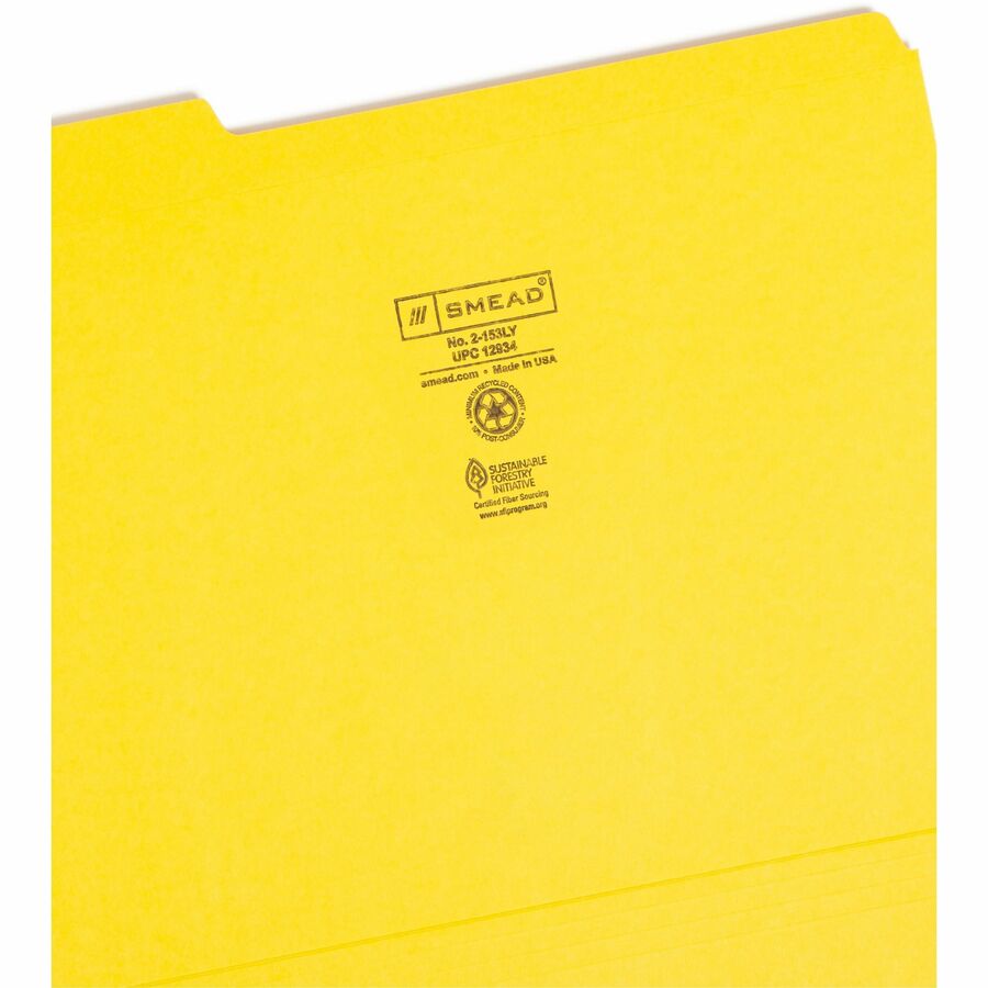 Smead Colored 1/3 Tab Cut Letter Recycled Top Tab File Folder - 8 1/2" x 11" - Top Tab Location - Assorted Tab Position 