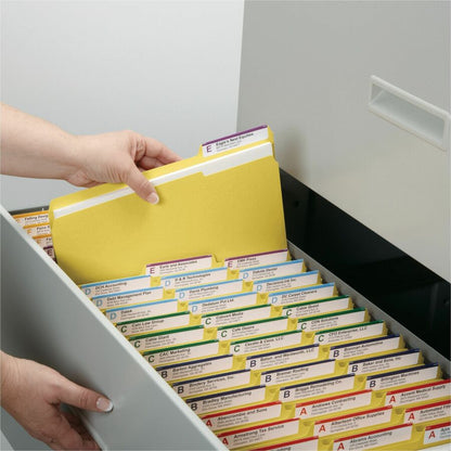 Smead Colored 1/3 Tab Cut Letter Recycled Top Tab File Folder - 8 1/2" x 11" - 3/4" Expansion - Top Tab Location - Assor