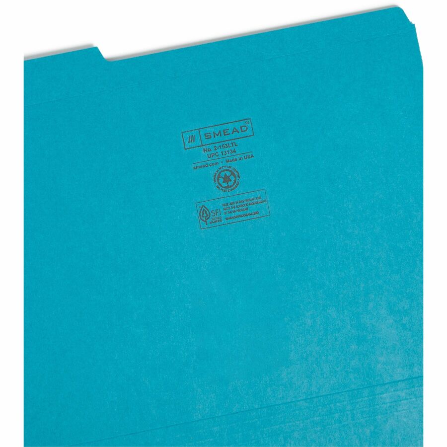 Smead Colored 1/3 Tab Cut Letter Recycled Top Tab File Folder - 8 1/2" x 11" - 3/4" Expansion - Top Tab Location - Assor