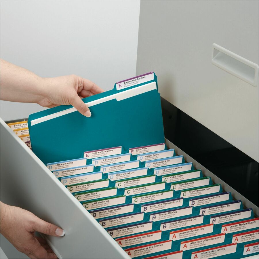 Smead Colored 1/3 Tab Cut Letter Recycled Top Tab File Folder - 8 1/2" x 11" - 3/4" Expansion - Top Tab Location - Assor