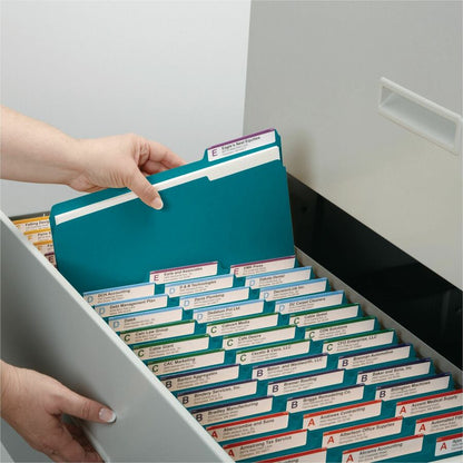 Smead Colored 1/3 Tab Cut Letter Recycled Top Tab File Folder - 8 1/2" x 11" - 3/4" Expansion - Top Tab Location - Assor
