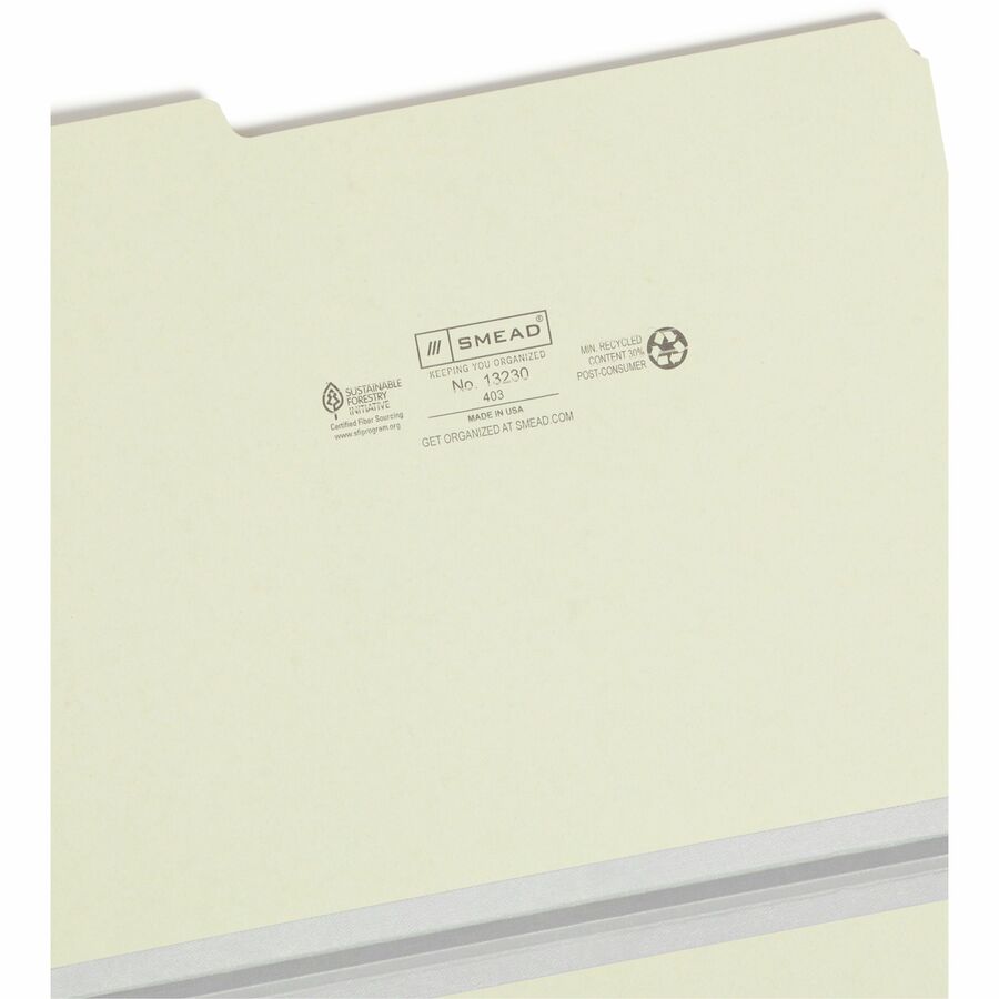 Smead 1/3 Tab Cut Letter Recycled Top Tab File Folder - 8 1/2" x 11" - 1" Expansion - Top Tab Location - Assorted Tab Po