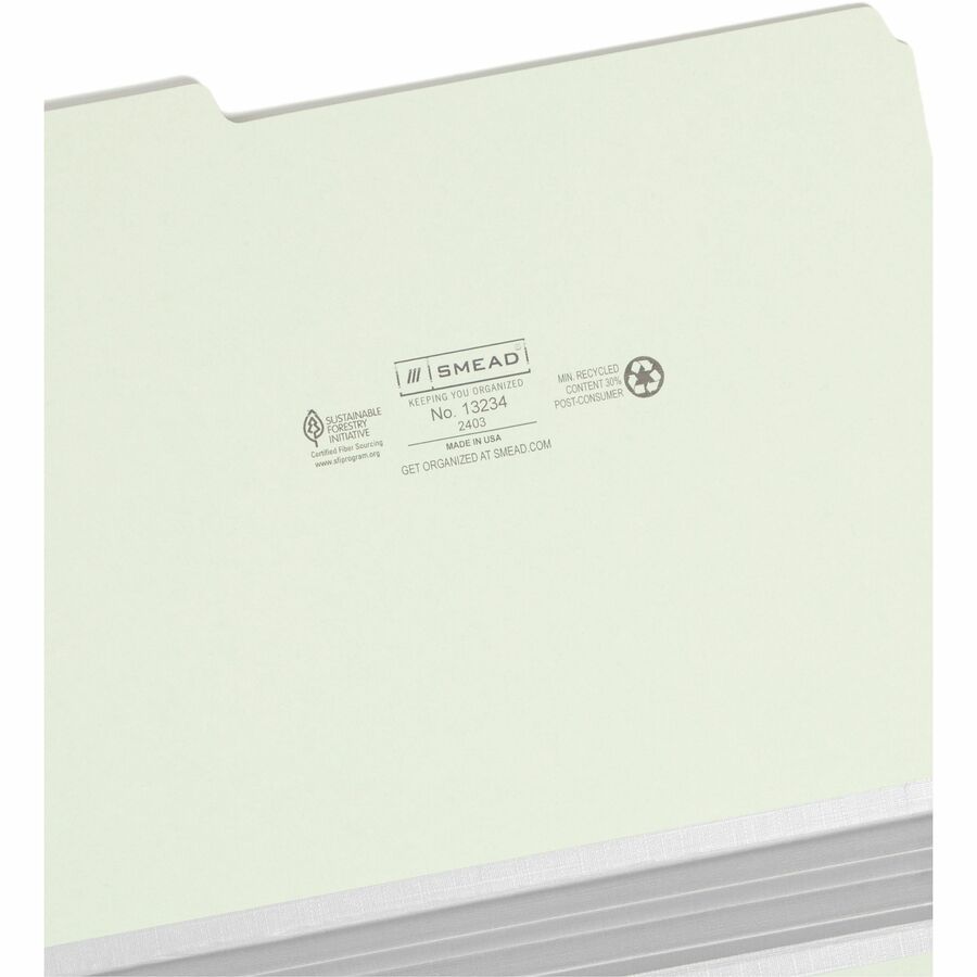 Smead 1/3 Tab Cut Letter Recycled Top Tab File Folder - 8 1/2" x 11" - 2" Expansion - Top Tab Location - Assorted Tab Po