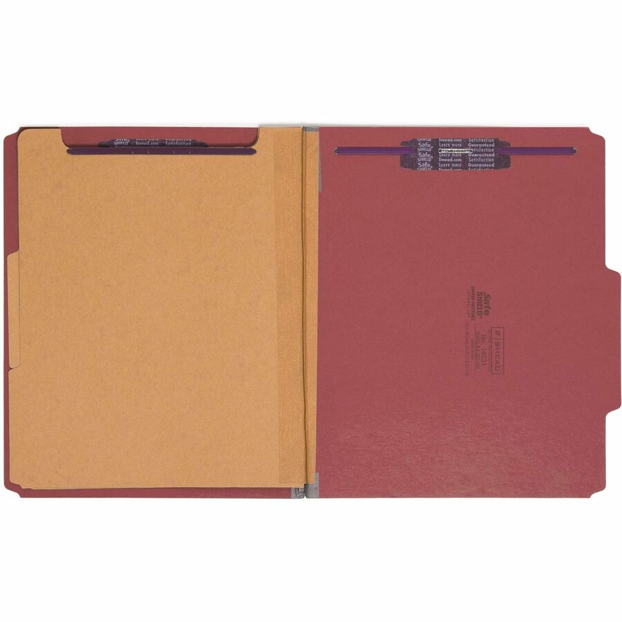 Smead SafeSHIELD 2/5 Tab Cut Letter Recycled Classification Folder - 8 1/2" x 11" - 2" Expansion - 2 x 2S Fastener - 2" 