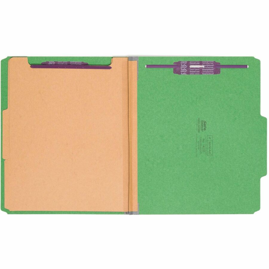 Smead SafeSHIELD 2/5 Tab Cut Letter Recycled Classification Folder - 8 1/2" x 11" - 2" Expansion - 2 x 2S Fastener - 2" 