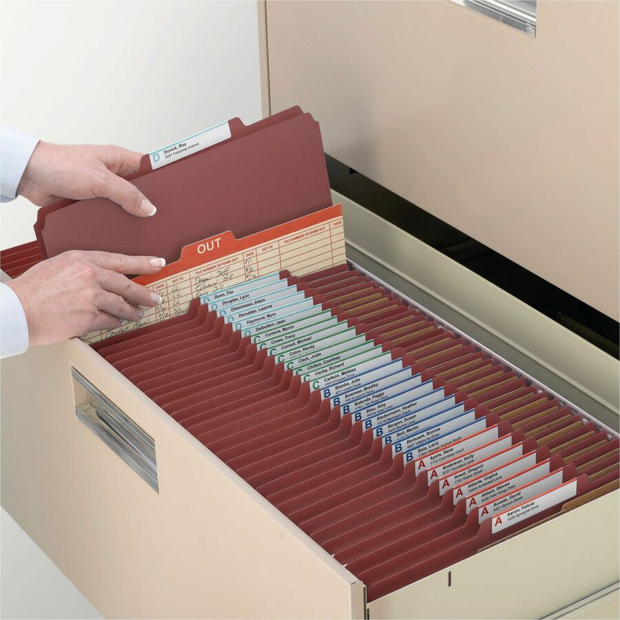 Smead SafeSHIELD 2/5 Tab Cut Letter Recycled Classification Folder - 8 1/2" x 11" - 3" Expansion - 2 x 2S Fastener - 1" 
