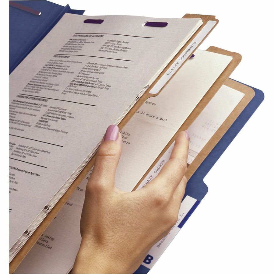 Smead SafeSHIELD 2/5 Tab Cut Letter Recycled Classification Folder - 8 1/2" x 11" - 3" Expansion - 2 x 2S Fastener - 2" 