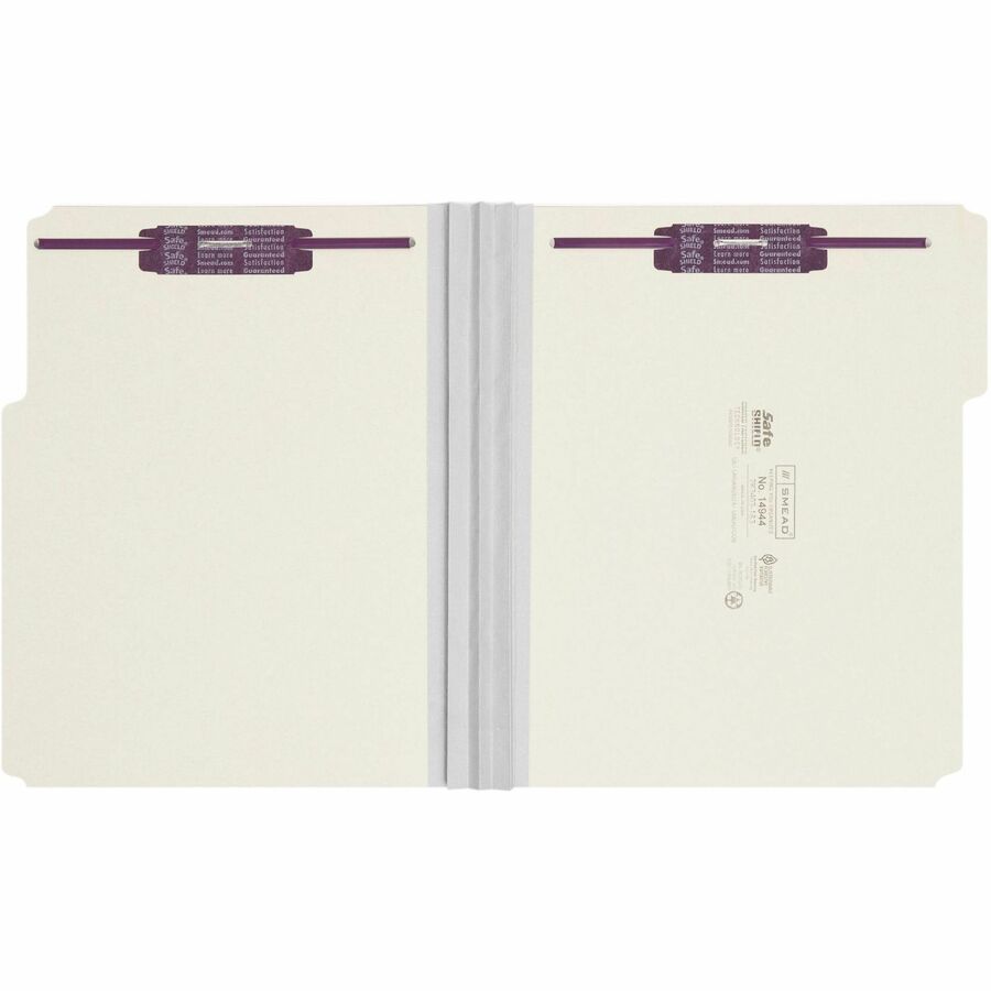 Smead 1/3 Tab Cut Letter Recycled Fastener Folder - 8 1/2" x 11" - 3" Expansion - 2 x 2S Fastener - 2" for Folder - Top 