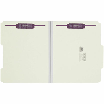 Smead 2/5 Tab Cut Letter Recycled Fastener Folder - 8 1/2" x 11" - 1" Expansion - 2 x 2S Fastener - 2" for Folder - Top 