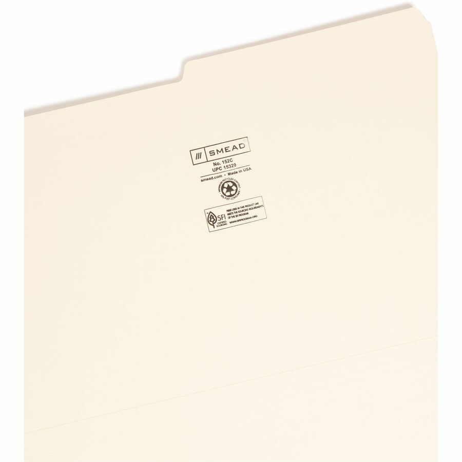 Smead 1/2 Tab Cut Legal Recycled Top Tab File Folder - 8 1/2" x 14" - 3/4" Expansion - Top Tab Location - Assorted Tab P