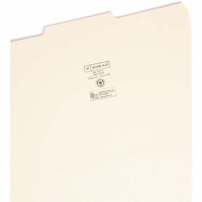 Smead 1/3 Tab Cut Legal Recycled Top Tab File Folder - 8 1/2" x 14" - 3/4" Expansion - Top Tab Location - Center Tab Pos