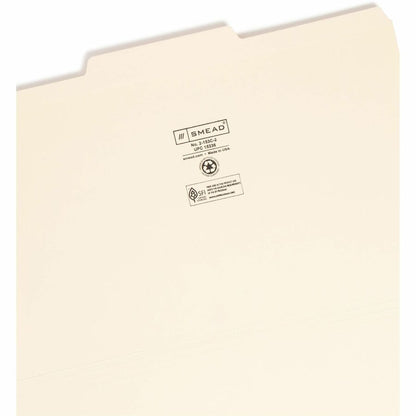 Smead 1/3 Tab Cut Legal Recycled Top Tab File Folder - 8 1/2" x 14" - 3/4" Expansion - Top Tab Location - Center Tab Pos