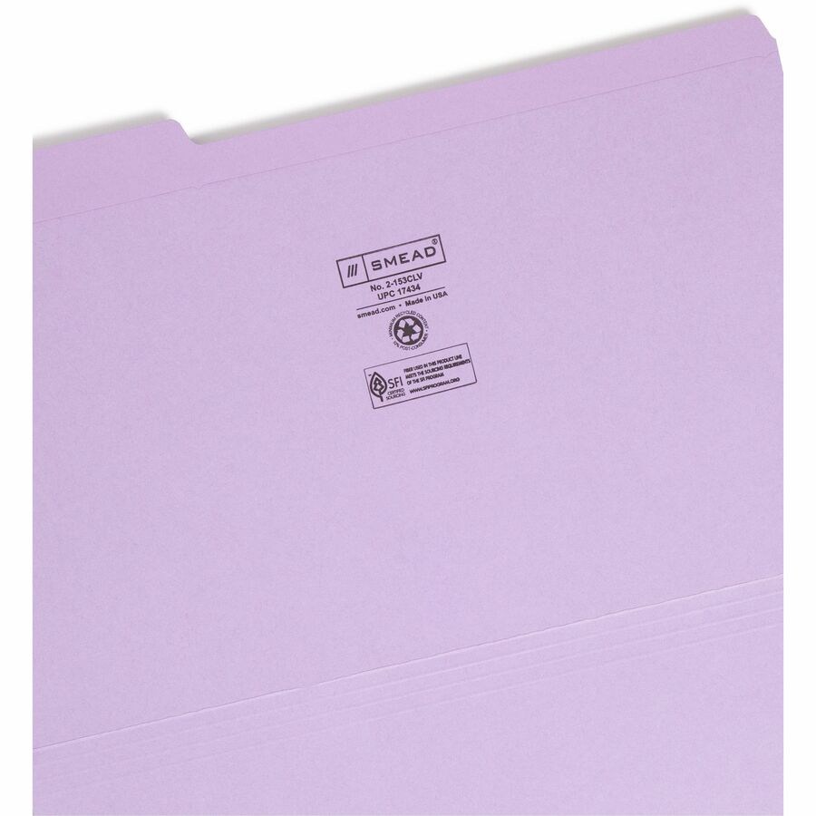Smead Colored 1/3 Tab Cut Legal Recycled Top Tab File Folder - 8 1/2" x 14" - 3/4" Expansion - Top Tab Location - Assort