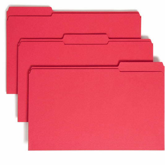 Smead Colored 1/3 Tab Cut Legal Recycled Top Tab File Folder - 8 1/2" x 14" - 3/4" Expansion - Top Tab Location - Assort