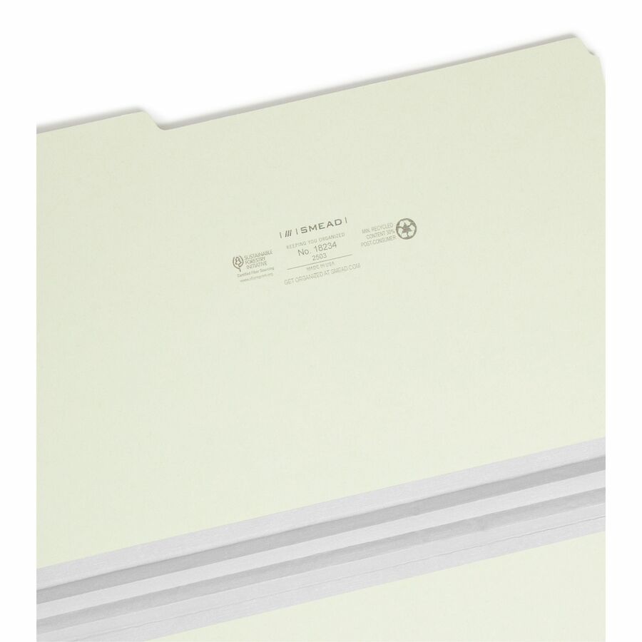 Smead 1/3 Tab Cut Legal Recycled Top Tab File Folder - 8 1/2" x 14" - 2" Expansion - Top Tab Location - Assorted Tab Pos