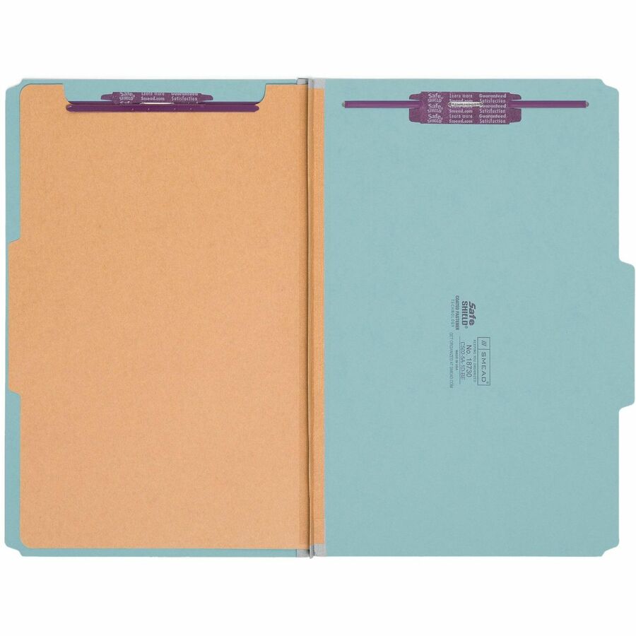 Smead SafeSHIELD 2/5 Tab Cut Legal Recycled Classification Folder - 8 1/2" x 14" - 2" Expansion - 2 x 2S Fastener - 2" f